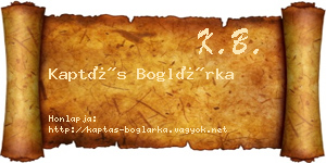Kaptás Boglárka névjegykártya