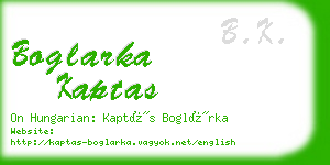 boglarka kaptas business card